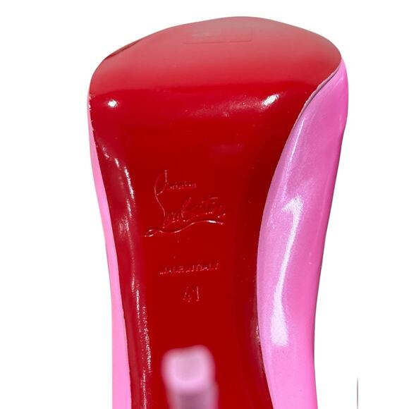 Christian Louboutin Hot Chick Alta 120 Patent Perle Pink 41 Open Toe Pump - Picture 7 of 11